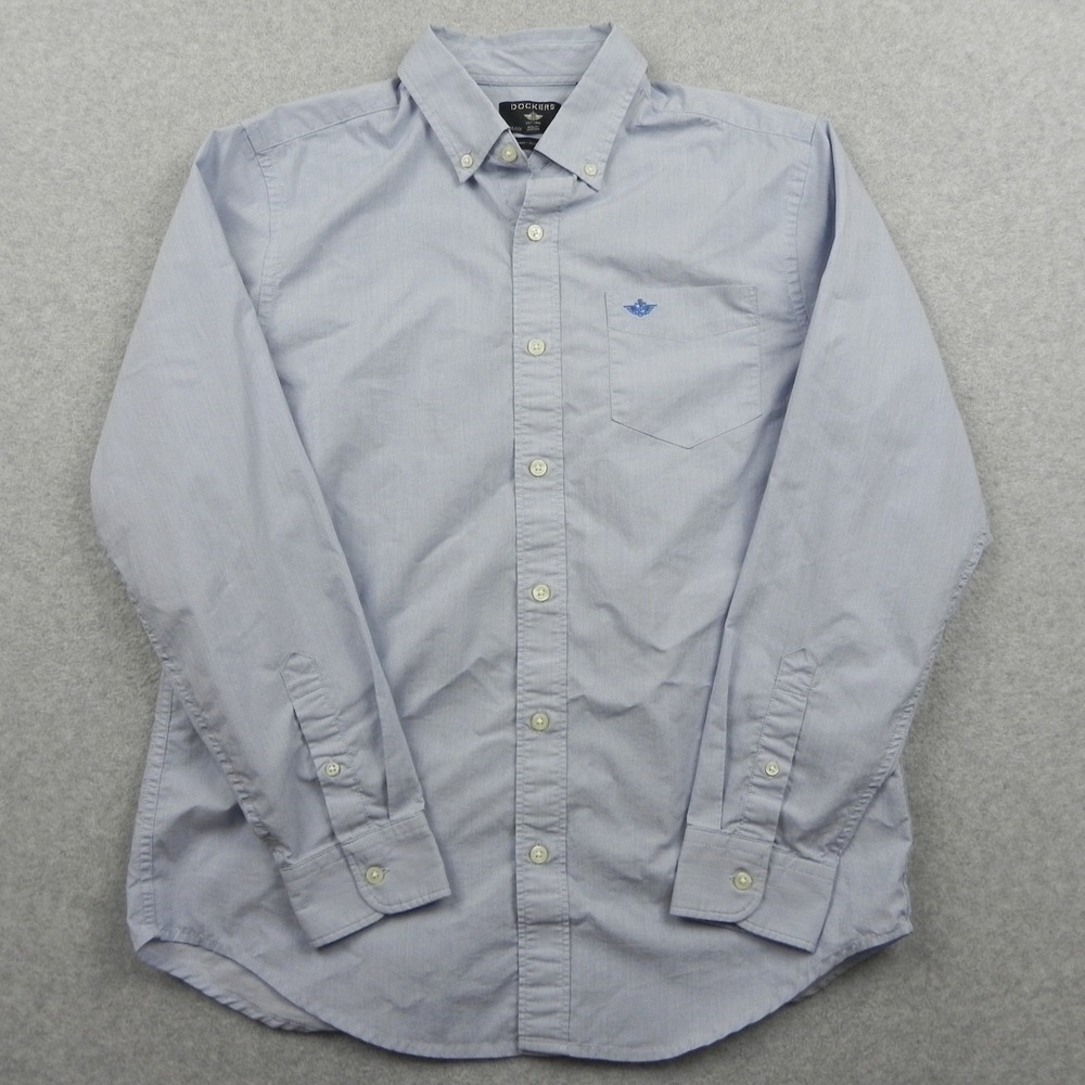 Dockers Shirt Mens Medium Classic Fit Casual Pocket Button Up Blue Long Sleeve